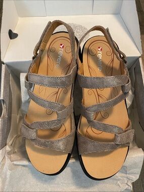 Reverse Taupe Multi-Strap Comfort Sandals with a little Sparkle!